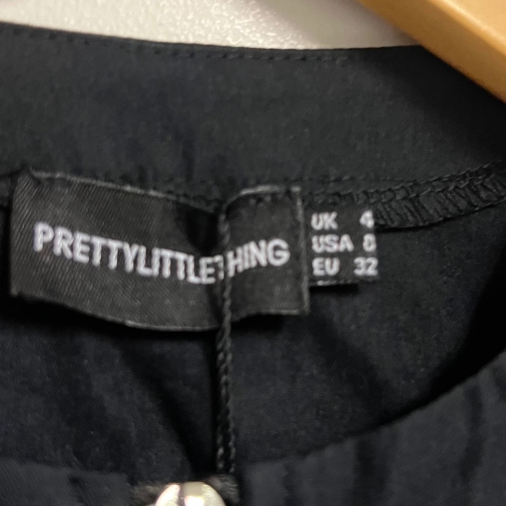 prettylittlething Black Woven Lace Up Detail Bodycon dress - Picture 3 of 6